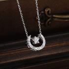 Rhinestone Moon And Star Necklace