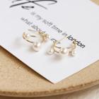 Faux Pearl Layered Open Hoop Earring 1 Pair - As Shown In Figure - One Size