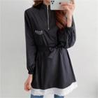 Zip-front Lace-hem Minidress
