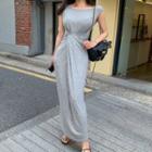 Cap-sleeve Plain Maxi Dress