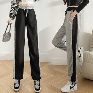 Two-tone High-waist Straight-leg Sweatpants