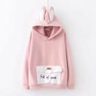 Rabbit Ear Accent Embroidered Hoodie