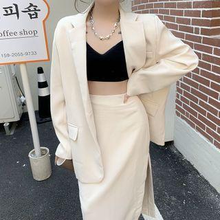 Plain Blazer / Slit Midi Skirt