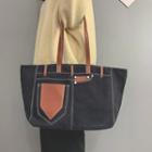 Denim Panel Tote Bag