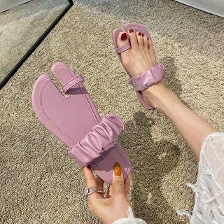 Faux Leather Loop Toe Slide Sandals