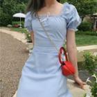 Lace Trim Puff-sleeve Mini A-line Dress