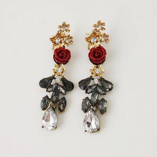 Rose Faux Crystal Dangle Earring As Shown In Figure - One Size