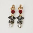 Rose Faux Crystal Dangle Earring As Shown In Figure - One Size