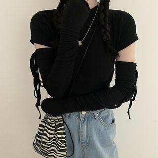 Long-sleeve Cutout Drawstring Pullover