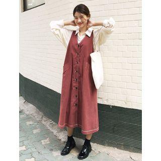 Belt-strap Stitched Long Jumper Dress