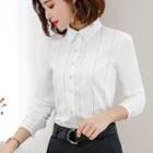 Striped Blouse / Straight-cut Dress Pants