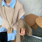 Plain Loose-fit Blazer / Long-sleeve Shirt / Knit Vest