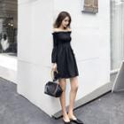 Long-sleeve Frill Trim A-line Mini Dress