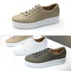 Sheepskin Lace-up Platform Sneakers