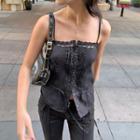 Button-up Denim Camisole Top