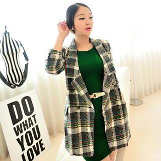 Double-breasted Plaid Blazer