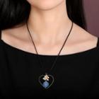 Gemstone Flower Heart Pendant Necklace
