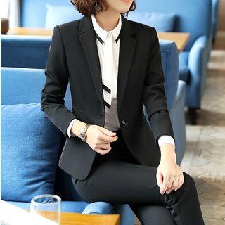 Contrast Trim Shirt / Slim Fit Blazer
