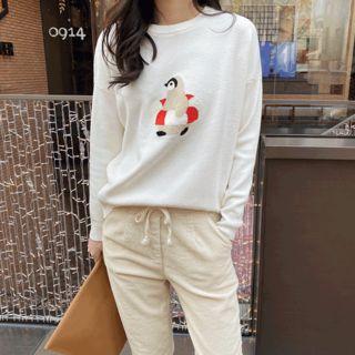Penguin Embroidered Knit Top