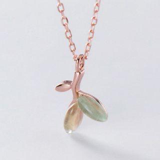 925 Sterling Silver Cat Eye Stone Branches Pendant Necklace S925 Silver - As Shown In Figure - One Size