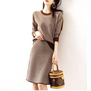Elbow Sleeve Plaid Sweater + Fitted Skirt