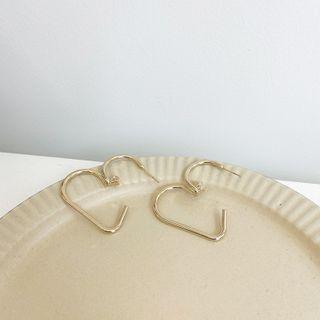 Alloy Heart Dangle Earring 1 Pair - Alloy Heart Silver Pin Earring - One Size