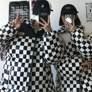 Long-sleeve Checkerboard Padded Jacket