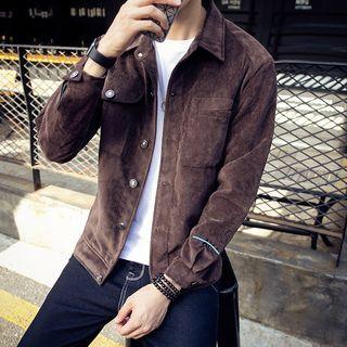 Letter Embroidered Button Jacket