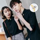 Couple Matching Brooch 3/4-sleeve Shirt