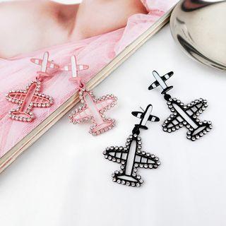 Rhinestone Airplane Earring