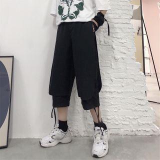 Drawstring Mock Two Piece Cropped Pants