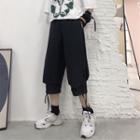Drawstring Mock Two Piece Cropped Pants