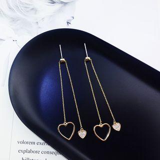 925 Sterling Silver Heart Dangle Earring As Shown In Figure - One Size