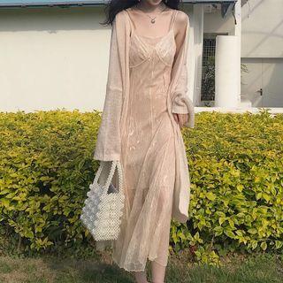 Fish-tail Lace Suspender Skirt + Plain Skirt / Cardigan