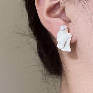 Faux Pearl Alloy Earring 1 Pair - Off-white - One Size
