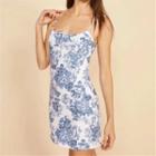 Spaghetti-strap Patterned Mini A-line Dress