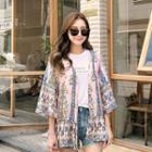 Open-front Printed Cardigan
