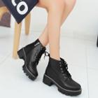 Lace Up Fleece-lined Short Boots