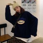 Mock Two-piece Oversize Printed Sweatshirt / High-waist Leopard Printed Long Skirt