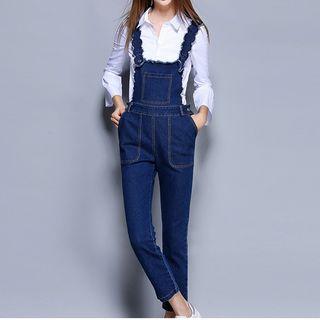 Set: Plain Shirt + Scallop Trim Dungaree