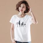 Short-sleeve Sequined Embroidered T-shirt