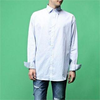 Round-hem Oversized Stripe Shirt