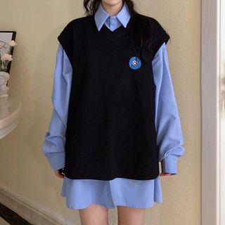 Smiley Embroidered Sweater Vest