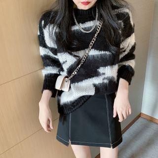 Zebra Print Sweater As Figure - One Size