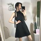 Plain Tie Neck Sleeveless Dress