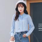 Striped Tie Neck Blouse