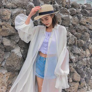 Chiffon Long Jacket White - One Size