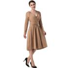 Long-sleeve Hooded Wrap A-line Dress