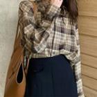 Plaid Shirt / Midi Pencil Skirt