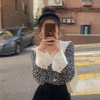 Lace Floral Long-sleeve Blouse